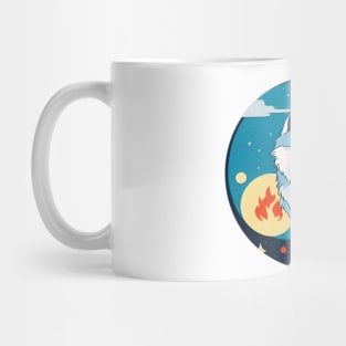 watercolor wolf in fire fool moon sticker Mug